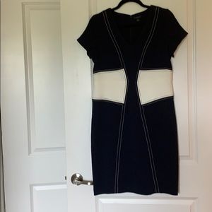 Navy and cream dress